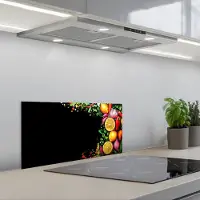 KitchenYeah Spatscherm 60x30 cm - Zelfklevende achterwand Citroenen - Peper - Kruiden - Graffiti - Verf - Abstract - Keuken muurbeschermer - Spatwand fornuis