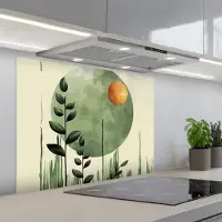 KitchenYeah Spatscherm 90x70 cm - Zelfklevende achterwand Abstract - Natuur - Kunst - Zon - Modern - Keuken muurbeschermer - Spatwand fornuis