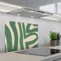 KitchenYeah Spatscherm 70x50 cm - Zelfklevende achterwand Groen - Kunst - Abstract - Keuken muurbeschermer - Spatwand fornuis
