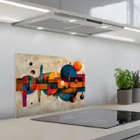 KitchenYeah Spatscherm 60x45 cm - Zelfklevende achterwand Kunst - Kleurrijk - Modern - Vormen - Keuken muurbeschermer - Spatwand fornuis