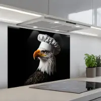 KitchenYeah Spatscherm 90x70 cm - Zelfklevende achterwand Arend -Amerika - Koksmuts - Vogel - Stoer - Keuken muurbeschermer - Spatwand fornuis