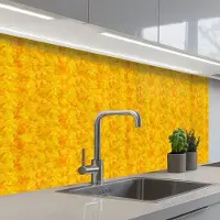 KitchenYeah Keuken achterwand 100x60 cm - Spatscherm zelfklevend Vloeiend - Olie - Verf - Geel - Muurbeschermer - Spatwand fornuis