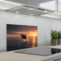 KitchenYeah Spatscherm 60x40 cm - Zelfklevende achterwand Orka - Zee - Zonsondergang - Keuken muurbeschermer - Spatwand fornuis