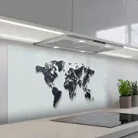 KitchenYeah Spatscherm 120x60 cm - Zelfklevende achterwand Wereldkaart - Dynamisch - Marmer print - Wit - Keuken muurbeschermer - Spatwand fornuis