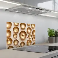 KitchenYeah Spatscherm 60x45 cm - Zelfklevende achterwand Symmetrisch - Goud - Brons - Balans - Keuken muurbeschermer - Spatwand fornuis