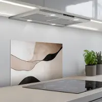 KitchenYeah Spatscherm 60x40 cm - Zelfklevende achterwand Contourlijnen - Abstracte landschap - Keuken muurbeschermer - Spatwand fornuis