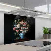 KitchenYeah Spatscherm 80x60 cm - Zelfklevende achterwand Bloemen - Art - Pastel - Quotes - Keuken muurbeschermer - Spatwand fornuis