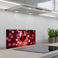 KitchenYeah Spatscherm 60x30 cm - Zelfklevende achterwand Rood - Wijn - Hartjes - Keuken muurbeschermer - Spatwand fornuis