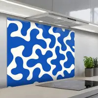 KitchenYeah Spatscherm 100x75 cm - Zelfklevende achterwand Vormen - Abstract - Blauw - Golven - Keuken muurbeschermer - Spatwand fornuis
