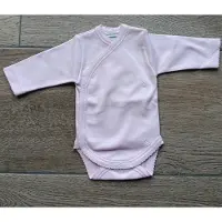 Babidu Romper/Body | Roze | Lange mouw | Overslag romper | Gehaakt Randje langs overslag | 1150| Prematuur| maat 44