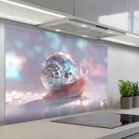 KitchenYeah Spatscherm 120x80 cm - Zelfklevende achterwand Slak - Disco - Mozaïek - Blauw - Keuken muurbeschermer - Spatwand fornuis