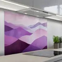 KitchenYeah Spatscherm 100x75 cm - Zelfklevende achterwand Abstract - Heuvels - Landschap - Paars - Keuken muurbeschermer - Spatwand fornuis