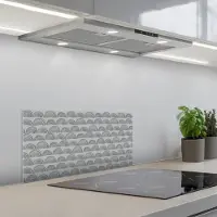 KitchenYeah Spatscherm 70x30 cm - Zelfklevende achterwand Grijs - Bogen - Patroon - Keuken muurbeschermer - Spatwand fornuis