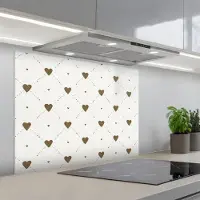 KitchenYeah Spatscherm 90x70 cm - Zelfklevende achterwand Hartjes - Patroon - Raster - Klassiek - Keuken muurbeschermer - Spatwand fornuis