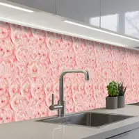 KitchenYeah Keuken achterwand 500x60 cm - Spatscherm zelfklevend Vloeiend - Olieverf - Roze - Muurbeschermer - Spatwand fornuis