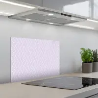 KitchenYeah Spatscherm 60x45 cm - Zelfklevende achterwand Lila - Stippen - Wit - Patroon - Keuken muurbeschermer - Spatwand fornuis