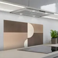 KitchenYeah Spatscherm 100x50 cm - Zelfklevende achterwand Raster - Halve cirkels - Contrast - Keuken muurbeschermer - Spatwand fornuis