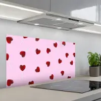 KitchenYeah Spatscherm 100x50 cm - Zelfklevende achterwand Roze - Hart - Lolly - Snoep - Keuken muurbeschermer - Spatwand fornuis