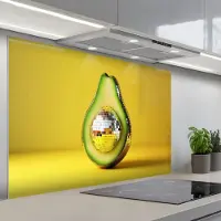KitchenYeah Spatscherm 120x80 cm - Zelfklevende achterwand Avocado - Discobal - Geel - Glitter - Keuken muurbeschermer - Spatwand fornuis