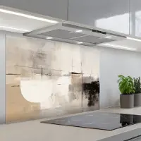 KitchenYeah Spatscherm 80x55 cm - Zelfklevende achterwand Abstract - Kunst - Grijs - Keuken muurbeschermer - Spatwand fornuis