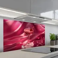 KitchenYeah Spatscherm 120x60 cm - Zelfklevende achterwand Cocktail - Pink - Luxe - Keuken muurbeschermer - Spatwand fornuis