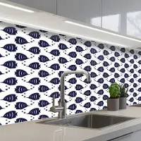 KitchenYeah Keuken achterwand 150x60 cm - Spatscherm zelfklevend Oceaan - Vis - Blauw - Wit - Muurbeschermer - Spatwand fornuis