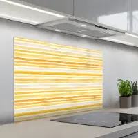KitchenYeah Spatscherm 100x65 cm - Zelfklevende achterwand Frans - Citroen - Strepen - Geel - Keuken muurbeschermer - Spatwand fornuis