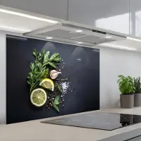 KitchenYeah Spatscherm 80x55 cm - Zelfklevende achterwand Verse ingrediënten - Compositie - Artistiek - Keuken muurbeschermer - Spatwand fornuis