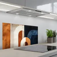 KitchenYeah Spatscherm 80x40 cm - Zelfklevende achterwand Abstract - Vormen - Donkerblauw - Keuken muurbeschermer - Spatwand fornuis