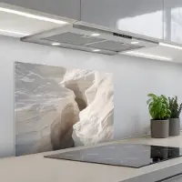 KitchenYeah Spatscherm 70x55 cm - Zelfklevende achterwand Kloof - Wit - Sneeuw - Keuken muurbeschermer - Spatwand fornuis