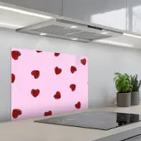 KitchenYeah Spatscherm 70x50 cm - Zelfklevende achterwand Roze - Hart - Lolly - Snoep - Keuken muurbeschermer - Spatwand fornuis