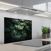 KitchenYeah Spatscherm 70x55 cm - Zelfklevende achterwand Plant - Monstera - Lichtinval - Keuken muurbeschermer - Spatwand fornuis
