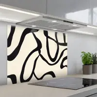 KitchenYeah Spatscherm 80x60 cm - Zelfklevende achterwand Abstract - Lijnen - Modern - Beige - Keuken muurbeschermer - Spatwand fornuis