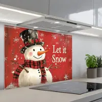 KitchenYeah Spatscherm 80x55 cm - Zelfklevende achterwand Sneeuwpret - Winter - Sneeuwpop - Keuken muurbeschermer - Spatwand fornuis