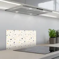 KitchenYeah Spatscherm 60x30 cm - Zelfklevende achterwand Terrazzo - Patroon - Kleurrijk - Festival - Keuken muurbeschermer - Spatwand fornuis