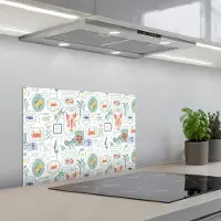 KitchenYeah Spatscherm 60x40 cm - Zelfklevende achterwand Zee - Sfeer - kreeft - Citroen - Keuken muurbeschermer - Spatwand fornuis