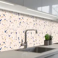 KitchenYeah Keuken achterwand 400x80 cm - Spatscherm zelfklevend Terrazzo - Patroon - Kleurrijk - Indigo - Muurbeschermer - Spatwand fornuis