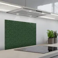 KitchenYeah Spatscherm 70x50 cm - Zelfklevende achterwand Donkergroen - Patroon - Lijnen - Zwart - Keuken muurbeschermer - Spatwand fornuis