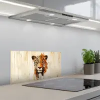 KitchenYeah Spatscherm 60x30 cm - Zelfklevende achterwand Luipaard - Symmetrisch - Strepen - Keuken muurbeschermer - Spatwand fornuis