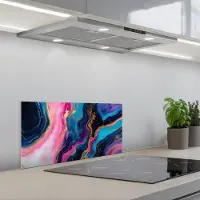 KitchenYeah Spatscherm 70x30 cm - Zelfklevende achterwand Marmer - Modern - Goud - Keuken muurbeschermer - Spatwand fornuis