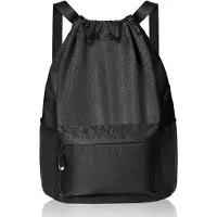 LONGZIMING -Sport Rucksack met Kordel, Grote Capaciteit Gymtas, Waterdichte Sporttas met Netvak voor Waterfles, Perfect voor Volwassenen en Tieners - Multifunctioneel en Duurzaam