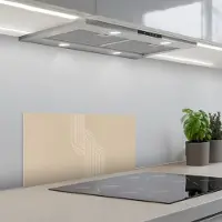 KitchenYeah Spatscherm 60x30 cm - Zelfklevende achterwand Parallelle lijnen - Lichte textuur - Beige - Keuken muurbeschermer - Spatwand fornuis