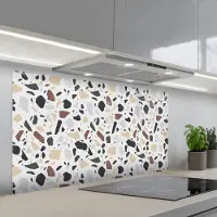 KitchenYeah Spatscherm 120x60 cm - Zelfklevende achterwand Terrazzo - Patroon - Kleurrijk - Klei - Keuken muurbeschermer - Spatwand fornuis