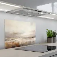 KitchenYeah Spatscherm 70x55 cm - Zelfklevende achterwand Kunst - Industrieel - Grijs - Bruin - Abstract - Keuken muurbeschermer - Spatwand fornuis