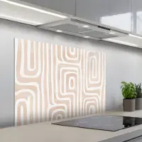 KitchenYeah Spatscherm 100x65 cm - Zelfklevende achterwand Decoratief - Labyrint - Beige - Keuken muurbeschermer - Spatwand fornuis