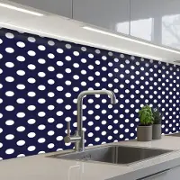 KitchenYeah Keuken achterwand 150x60 cm - Spatscherm zelfklevend Oceaan - Stippen - Blauw - Wit - Muurbeschermer - Spatwand fornuis