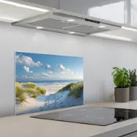 KitchenYeah Spatscherm 60x45 cm - Zelfklevende achterwand Duinen - Zomer - Zon - Landschap - Zee - Keuken muurbeschermer - Spatwand fornuis