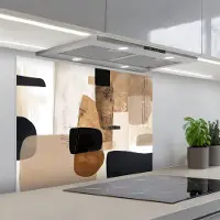KitchenYeah Spatscherm 80x60 cm - Zelfklevende achterwand Vlakken - Abstract - Zwart - Strepen - Keuken muurbeschermer - Spatwand fornuis