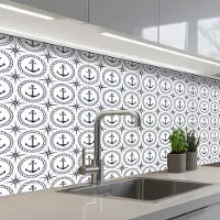 KitchenYeah Keuken achterwand 150x80 cm - Spatscherm zelfklevend Anker - Haven - Blauw - Wit - Muurbeschermer - Spatwand fornuis