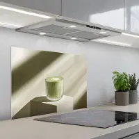 KitchenYeah Spatscherm 70x50 cm - Zelfklevende achterwand Matcha - Glas - Groen - Minimalistisch - Keuken muurbeschermer - Spatwand fornuis